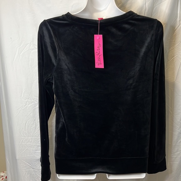 Lilly Pulitzer Tressa Velour Sweatshirt Onyx size S - Picture 4 of 5